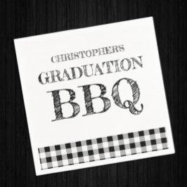 Serviette En Papier Barbecue de fin d'études à carreaux