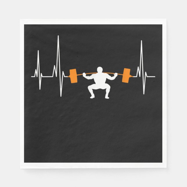 Serviette En Papier Barbell Weightlifting Heartbeat Bodybuilding (Devant)