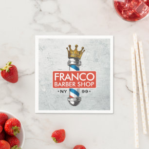 Serviette En Papier Barber Hair Shop King Crown Barber Pole Hair Salon