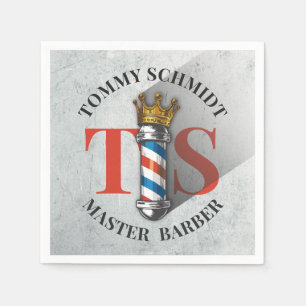 Serviette En Papier Barber Hair Shop King Crown Barber Pole Hair Salon