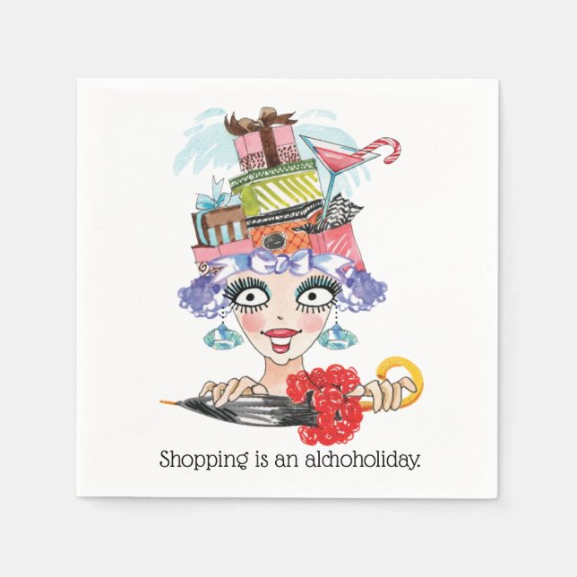 Serviette En Papier Barmaid Lady Funny Visage Cocktail Papier de Cockt (Devant)