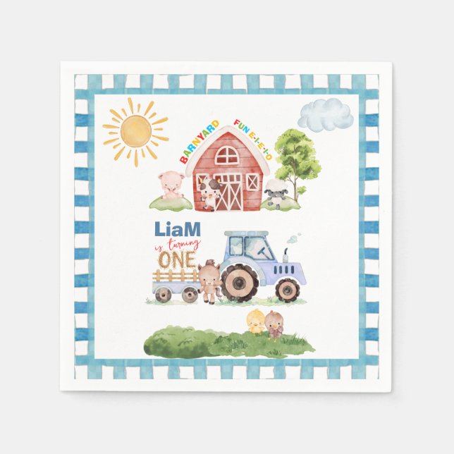 Serviette En Papier Barnyard Fun 1st Birthday (Devant)
