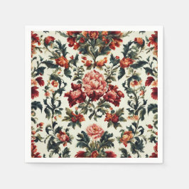 Serviette En Papier baroque italien. Fleurs et Feuilles chics