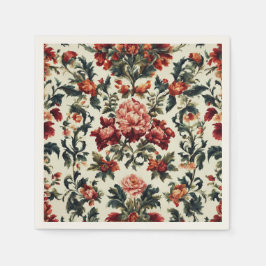 Serviette En Papier baroque italien. Fleurs et Feuilles chics