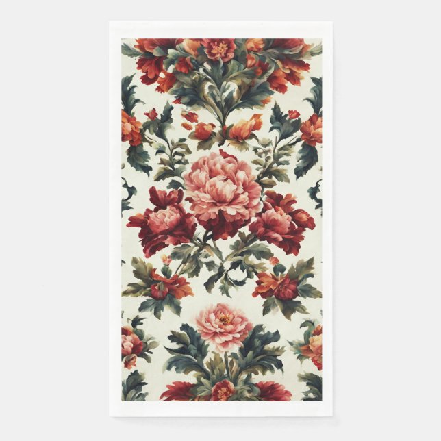 Serviette En Papier baroque italien. Fleurs et Feuilles chics (Devant)