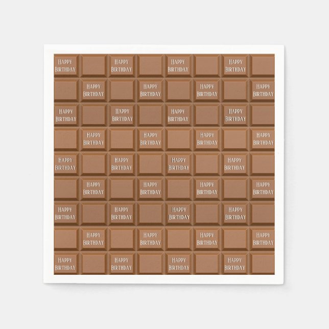 Serviette En Papier Barre à bonbons au chocolat d'anniversaire (Devant)