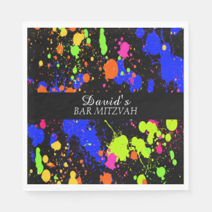 Serviette En Papier Barre Mitzvahs Neon Paint Splatter