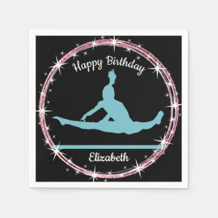 Serviette En Papier Barres de gymnastique Anniversaire en turquoise et