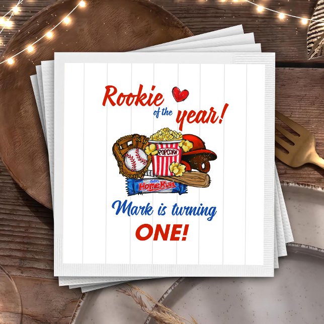 Serviette En Papier Baseball 1er Anniversaire (Créateur téléchargé)