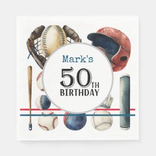 Serviette En Papier Baseball 50e fête d'anniversaire