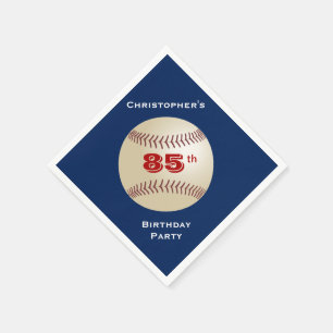 Serviette En Papier Baseball 85e fête d'anniversaire, Nom, Livre Bleu