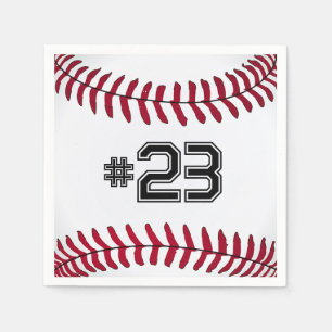 Serviette En Papier Baseball blanc avec nombre