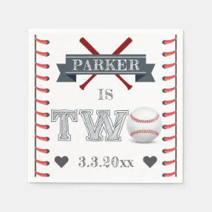 Serviette En Papier Baseball Deuxième anniversaire Personnalisé