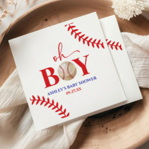 Serviette En Papier Baseball Oh Garçon Baby shower blanc Brown