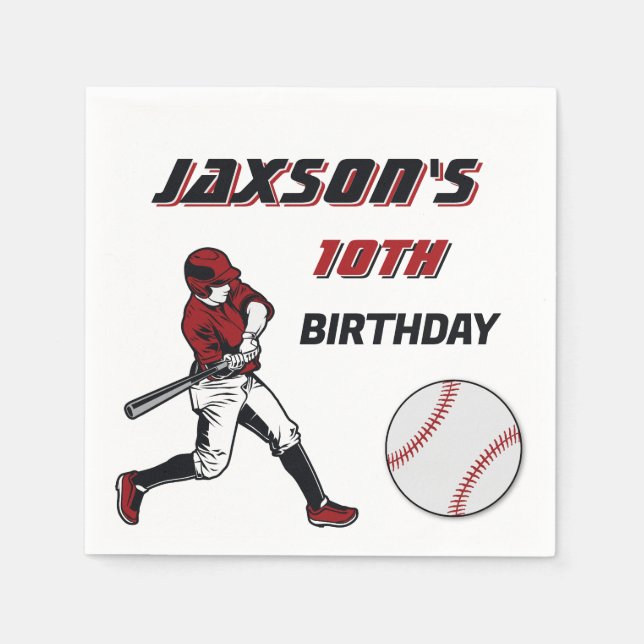 Serviette En Papier Baseball Rouge Noir fête d'anniversaire n'importe  (Devant)