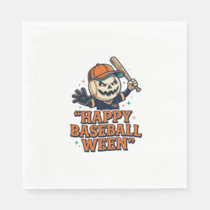Serviette En Papier Baseball Ween Vintage Halloween Baseball Heureux