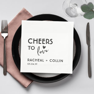 Serviette En Papier Basic Minimalist Simple Modern Cheers Heart Napkin