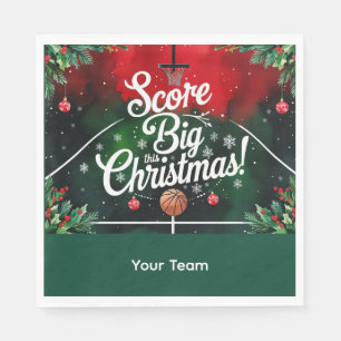Serviette En Papier Basket bal de Noël thème avec le nom