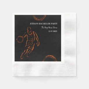 Serviette En Papier Basket-ball / fête d'anniversaire Orange Black