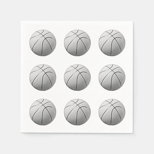 Serviette En Papier Basket-ball noir et blanc (Devant)
