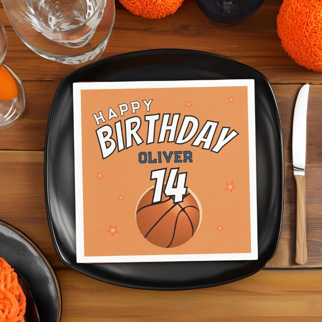 Serviette En Papier Basketball Ball Sports Bonne fête d'anniversaire (Créateur téléchargé)