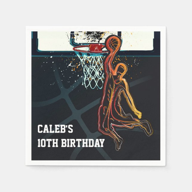 Serviette En Papier Basketball Dunk Jump Shot Anniversaire (Devant)