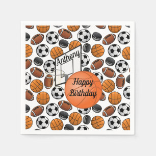 Serviette En Papier Basketball Joyeux Anniversaire Personnalisé