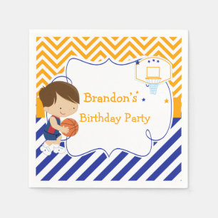 Serviette En Papier Basketball mignonne Brunette Cheveux garçon fête d