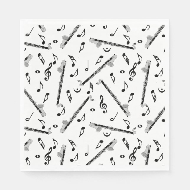 Serviette En Papier Bass Clarinet Music Note Motif (Devant)