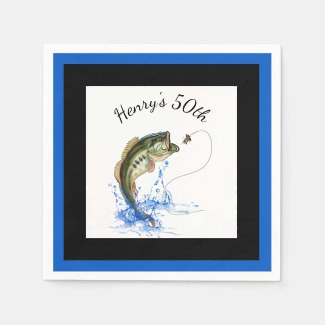 Serviette En Papier Bass Fishing 50e fête d'anniversaire (Devant)