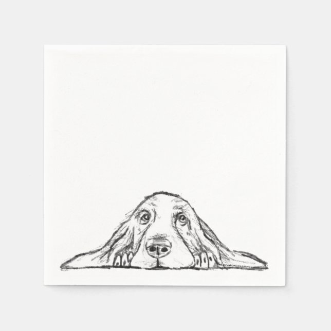 Serviette En Papier basset blanc (Devant)
