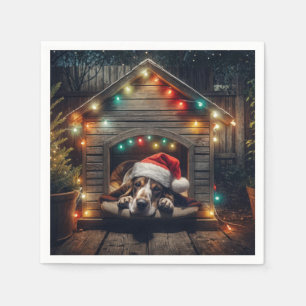 Serviette En Papier Basset de Noël en serre