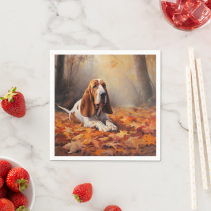 Serviette En Papier Basset Hound à l'automne Leaves automne Inspire