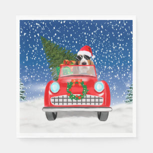 Serviette En Papier Basset Hound Chien Conduite Voiture En Noël De Nei