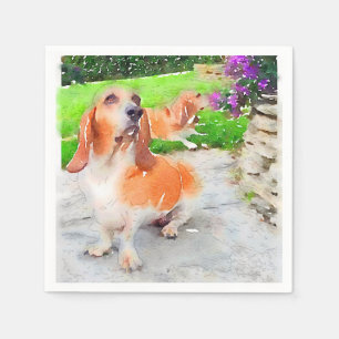 Serviette En Papier Basset hound Napkins