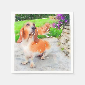 Serviette En Papier Basset hound Napkins
