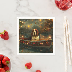 Serviette En Papier Basset Hound Noël Festive Voyage
