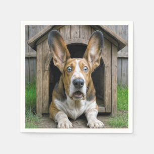 Serviette En Papier Basset Hound Surpris Dans Une Niche