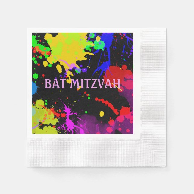 Serviette En Papier Bat/Bar Mitzvah Paint Splatter Papier Napkins (Devant)