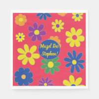 Bat BM ou Bar Mitzvah Napkin Fleurs