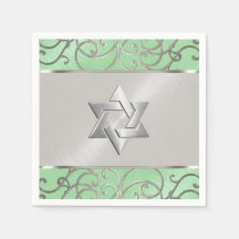 Bat mitzvah Elégant Mint Green Silver Filigree