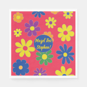 Serviette En Papier Bat ou Bar Mitzvah Napkin Fleurs