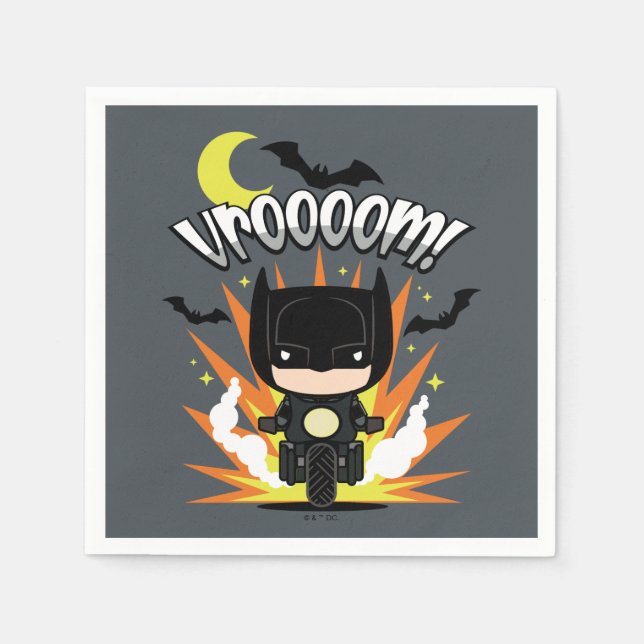 Serviette En Papier Batcycle Chibi Batman (Devant)
