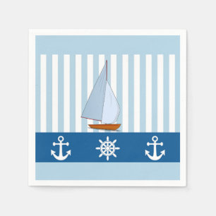 Serviette En Papier Bateau à Ancre et roue de navire