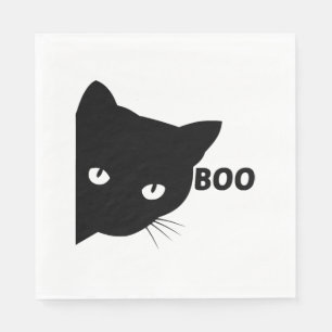 Serviette En Papier Bateau à chat noir Chats cadeaux Halloween