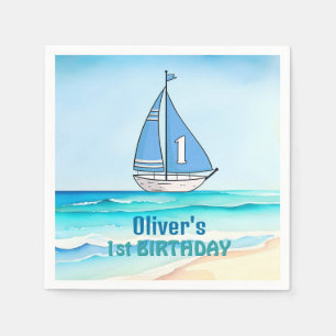 Serviette En Papier Bateau à voile 1er anniversaire fête