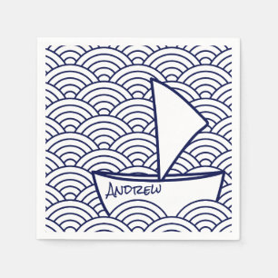 Serviette En Papier Bateau sur la serviette de papier de vagues