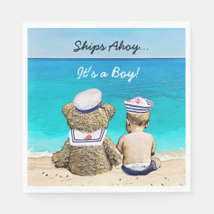 Serviette En Papier Bateaux oh, son un garçon, baby shower nautique