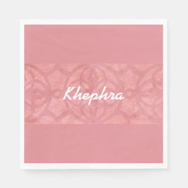 Serviette En Papier Batik Rose Ruddy Et Aquarelle Bleue Nom