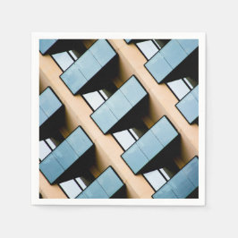Serviette En Papier Bâtiment bleu et beige Abstrait